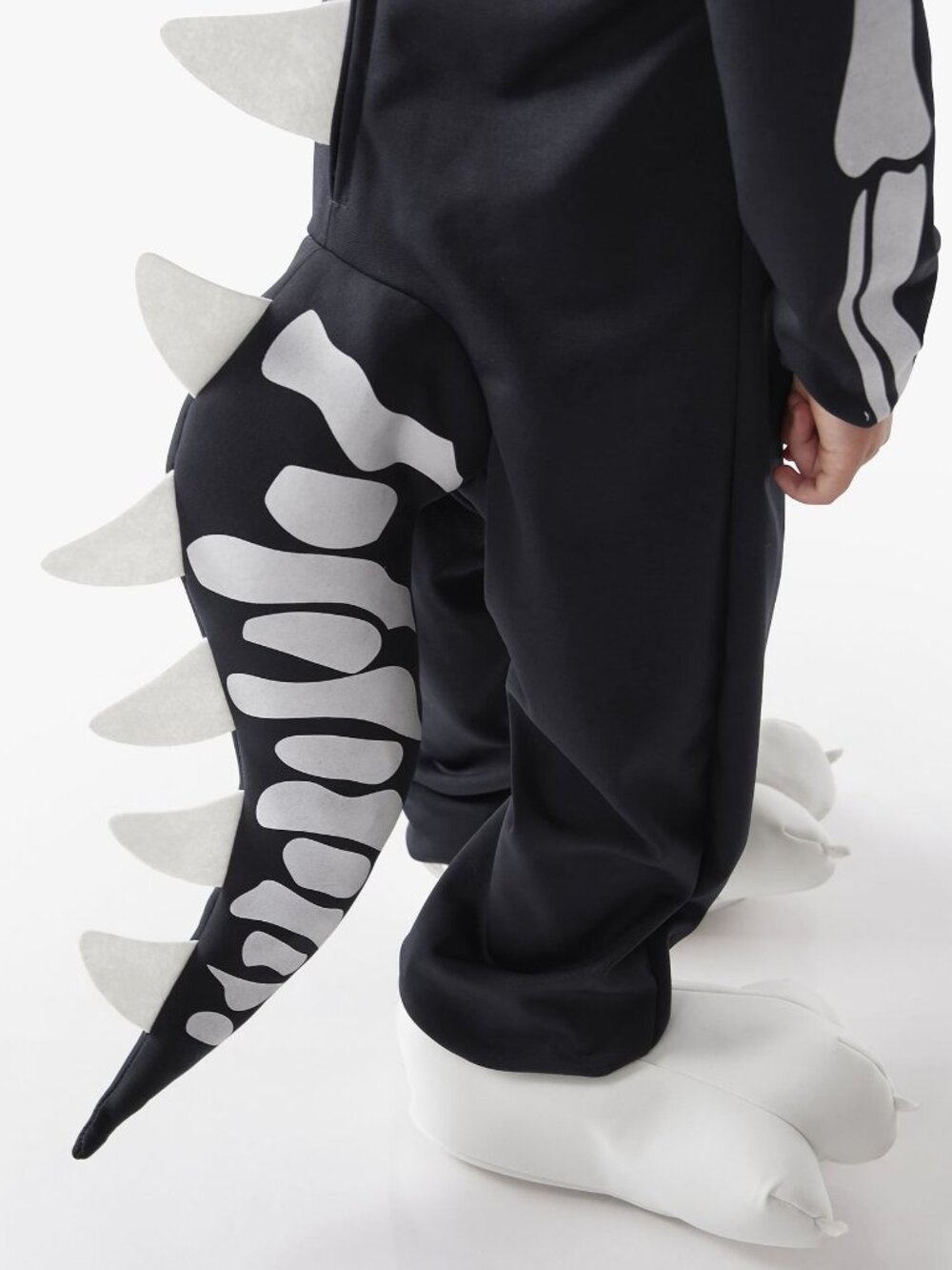Pottery Barn Glow in the Dark Dino Skeleton Halloween Costume B&W 7-8 Years NWT - Picture 5 of 9
